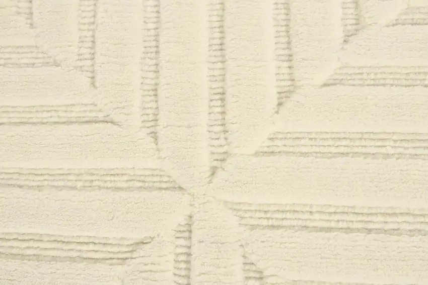 Ivory And Beige Wool Geometric Hand Knotted Area Rug Photo 3