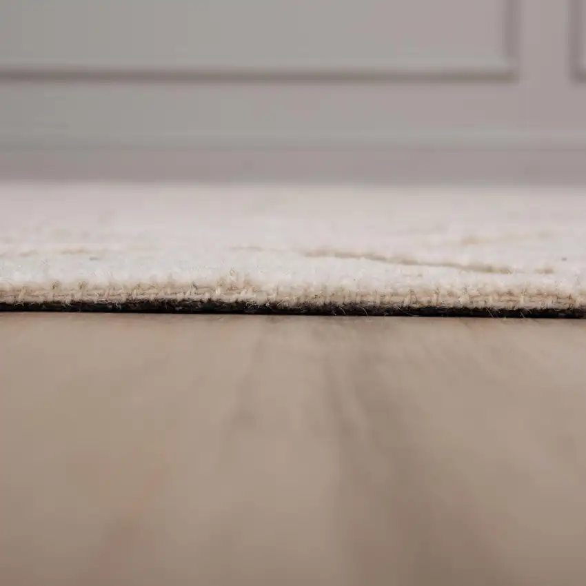 Ivory And Beige Wool Geometric Hand Tufted Area Rug Photo 6