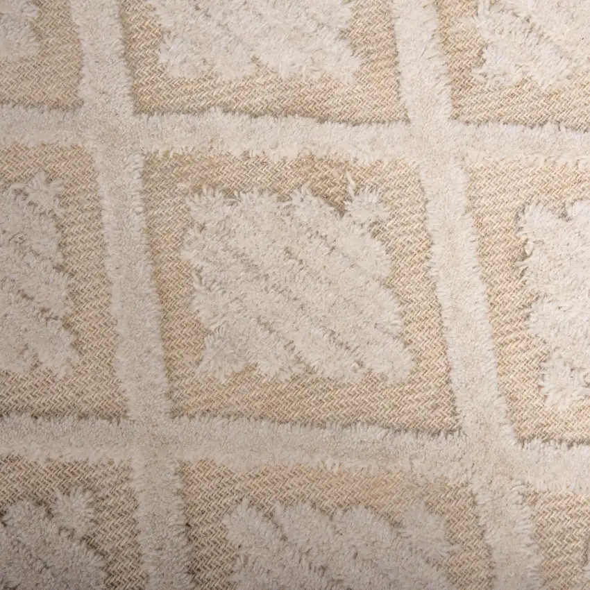 Ivory And Beige Wool Geometric Hand Tufted Area Rug Photo 4