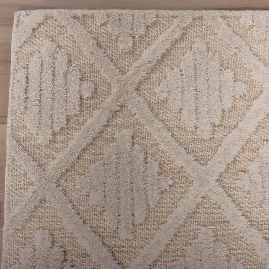 Ivory And Beige Wool Geometric Hand Tufted Area Rug Photo 3
