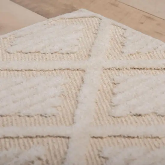 Ivory And Beige Wool Geometric Hand Tufted Area Rug Photo 7