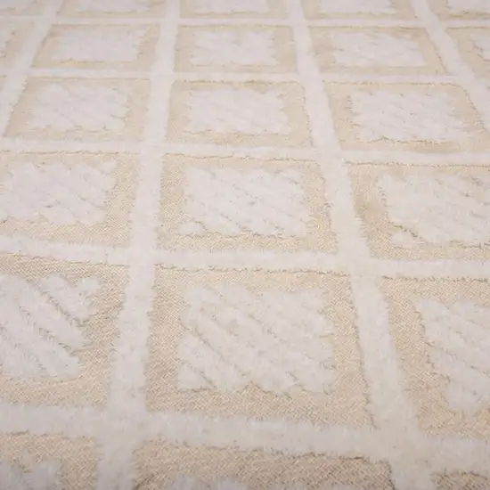 Ivory And Beige Wool Geometric Hand Tufted Area Rug Photo 5