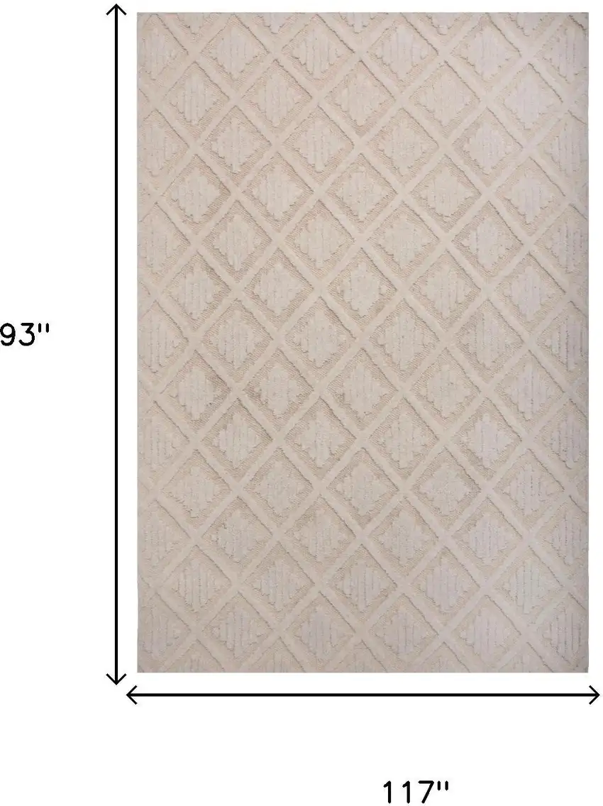 Ivory And Beige Wool Geometric Hand Tufted Area Rug Photo 8