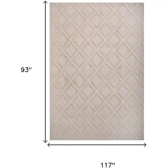 Ivory And Beige Wool Geometric Hand Tufted Area Rug Photo 8