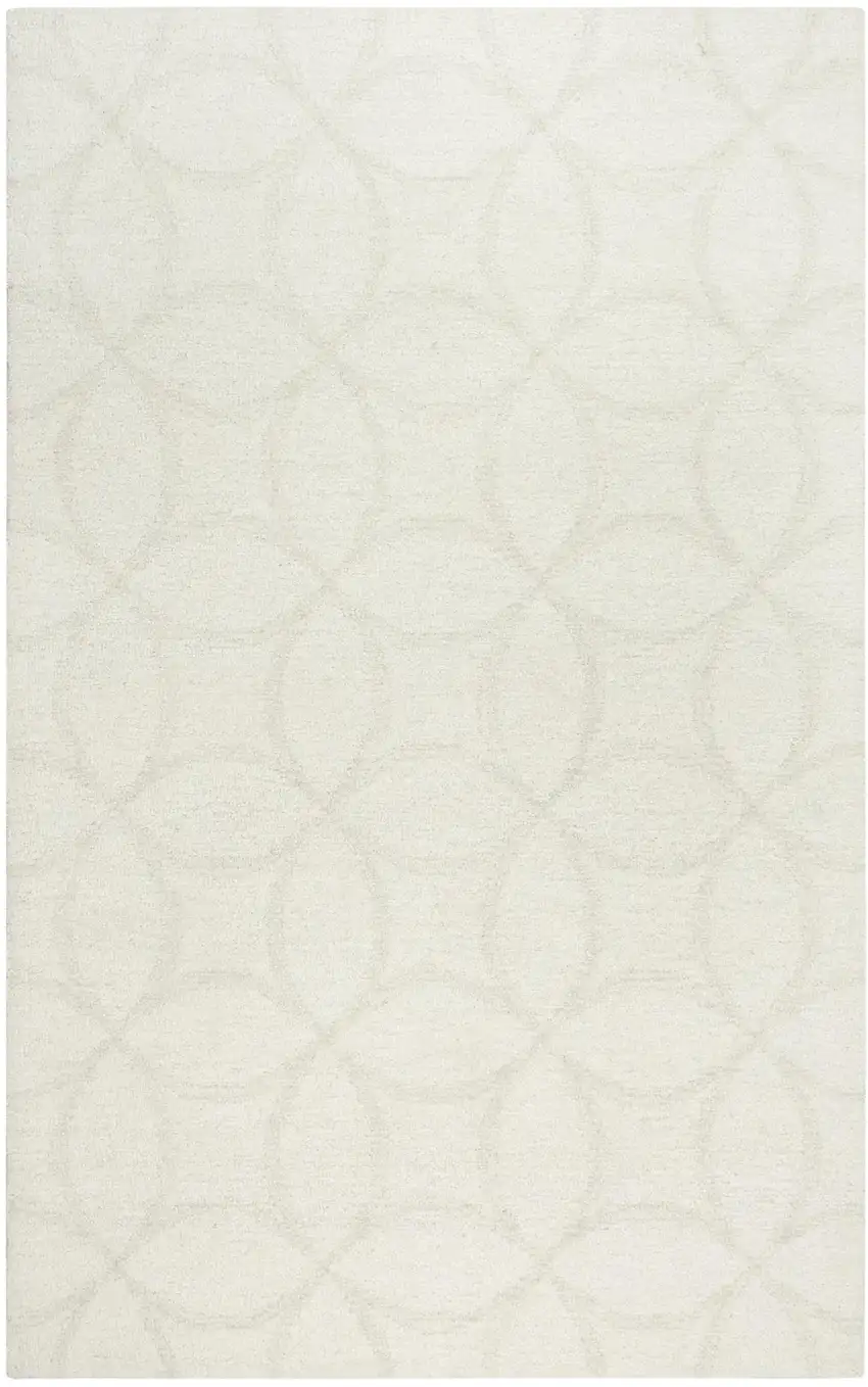 Ivory And Beige Wool Geometric Hand Tufted Area Rug Photo 1