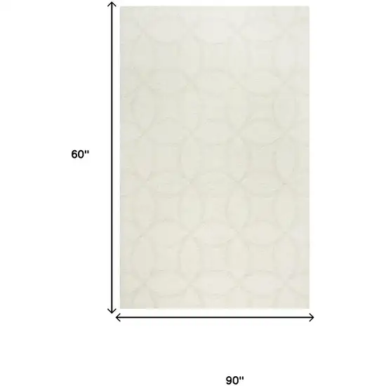 Ivory And Beige Wool Geometric Hand Tufted Area Rug Photo 6