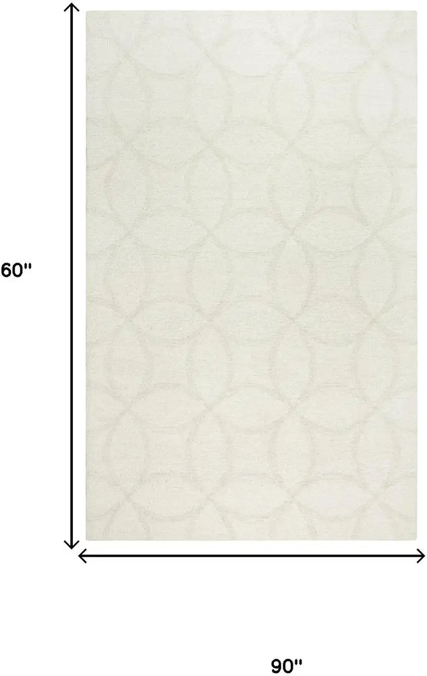 Ivory And Beige Wool Geometric Hand Tufted Area Rug Photo 6