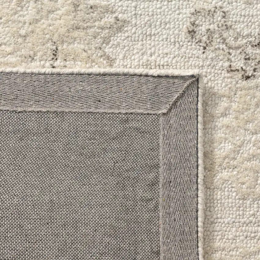 Ivory And Beige Wool Medallion Hand Tufted Square Rug Photo 9