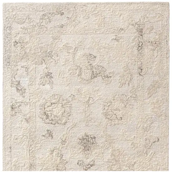 Ivory And Beige Wool Medallion Hand Tufted Square Rug Photo 5