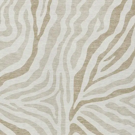 Ivory And Beige Zebra Print Washable Indoor Outdoor Area Rug Photo 3