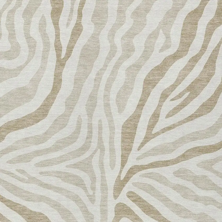 Ivory And Beige Zebra Print Washable Indoor Outdoor Area Rug Photo 3