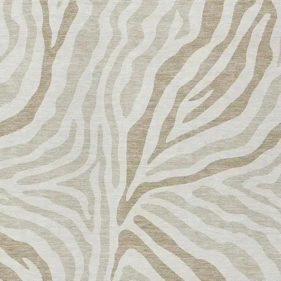 Ivory And Beige Zebra Print Washable Indoor Outdoor Area Rug Photo 3
