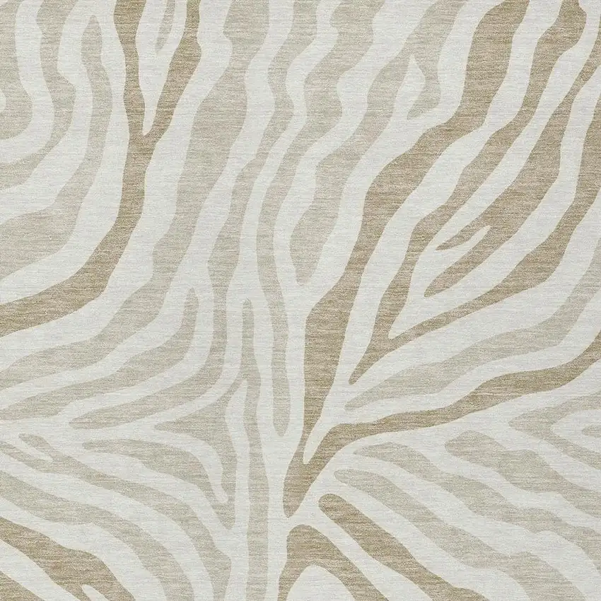 Ivory And Beige Zebra Print Washable Indoor Outdoor Area Rug Photo 3