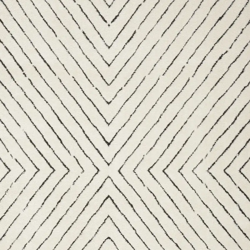 Ivory And Black Abstract Area Rug Photo 7