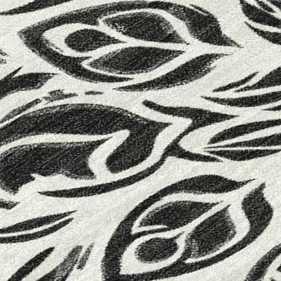 Ivory And Black Damask Washable Indoor Outdoor Area Rug Photo 1
