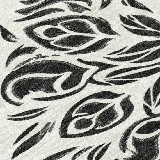Ivory And Black Damask Washable Indoor Outdoor Area Rug Photo 2