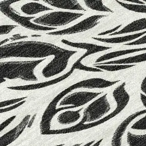Photo of Ivory And Black Damask Washable Indoor Outdoor Area Rug