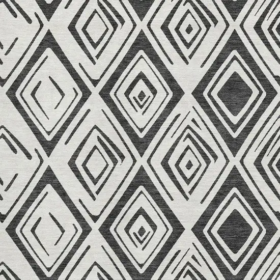 Ivory And Black Diamond Washable Area Rug With UV Protection Photo 3