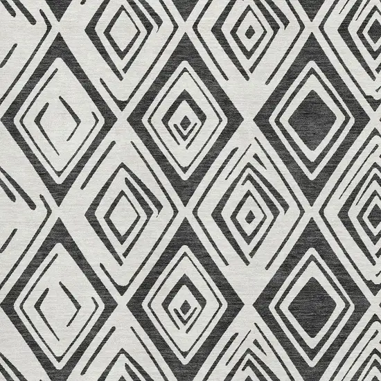 Ivory And Black Diamond Washable Area Rug With UV Protection Photo 3