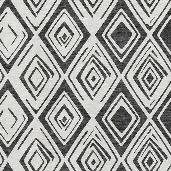 Ivory And Black Diamond Washable Area Rug With UV Protection Photo 3