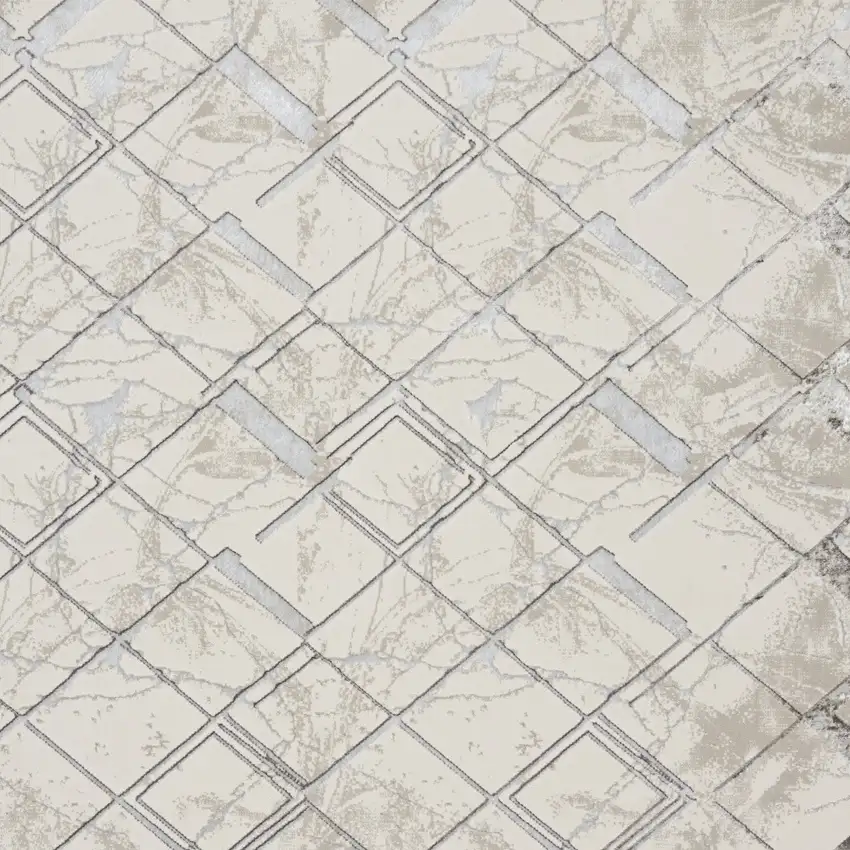 Ivory And Black Geometric Area Rug Photo 7