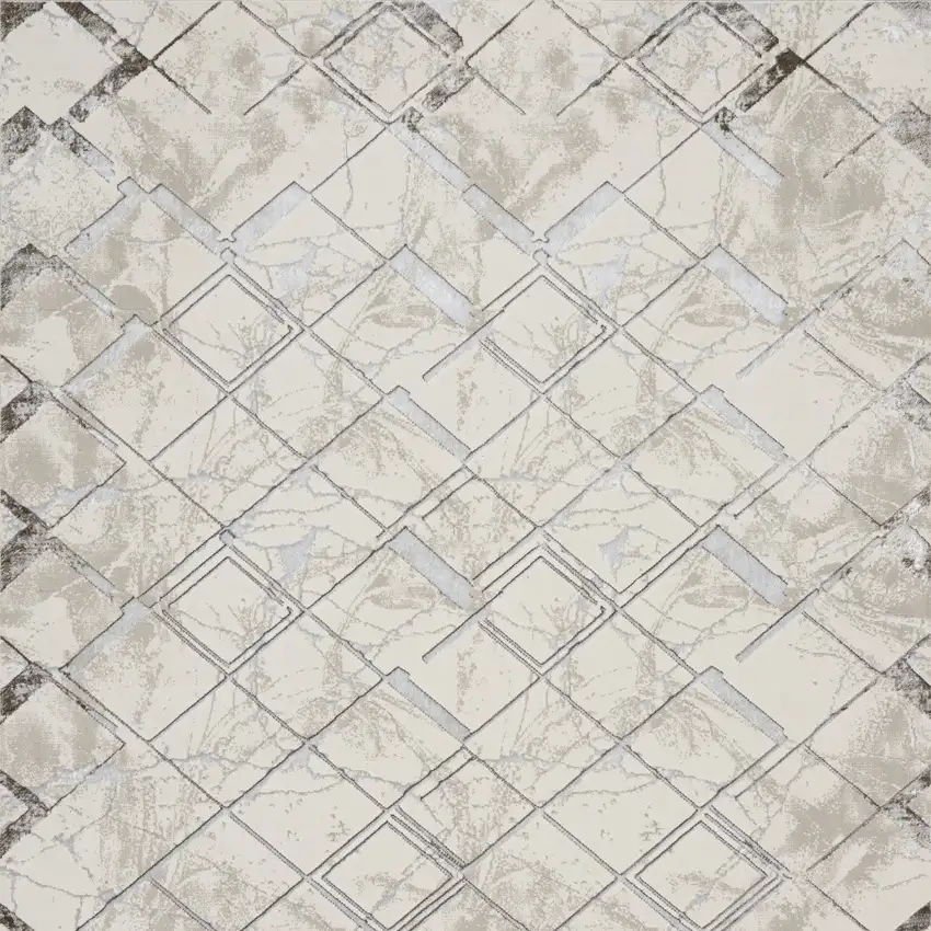 Ivory And Black Geometric Area Rug Photo 8