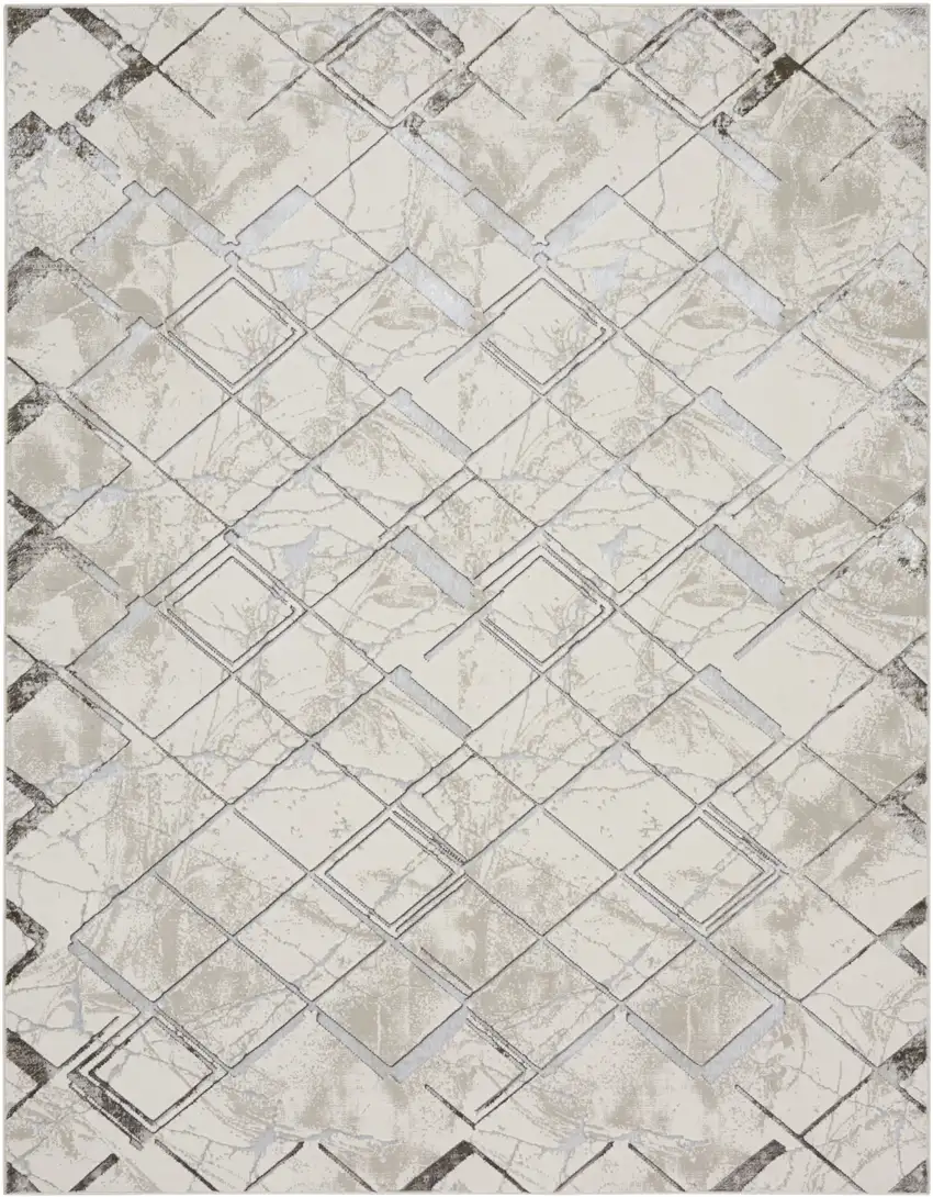 Ivory And Black Geometric Area Rug Photo 4