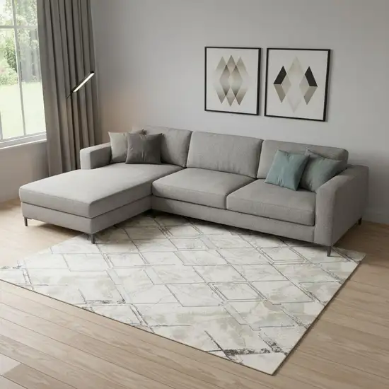 Ivory And Black Geometric Area Rug Photo 1