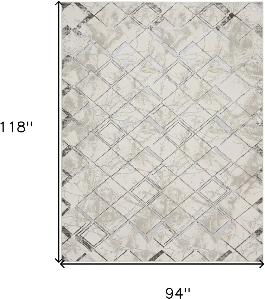 Ivory And Black Geometric Area Rug Photo 3