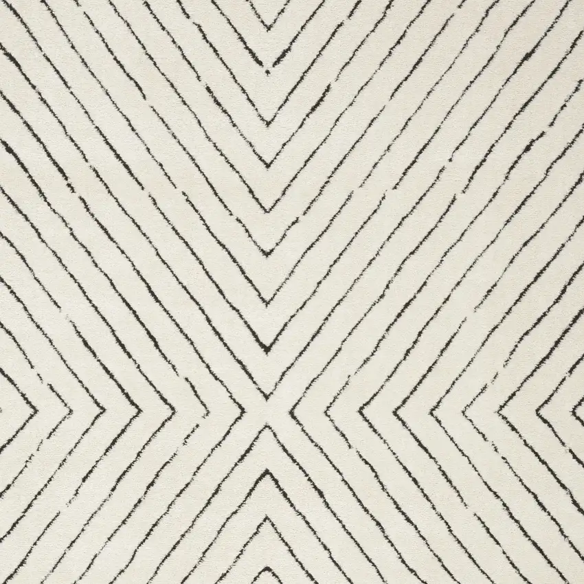 Ivory And Black Geometric Area Rug Photo 7