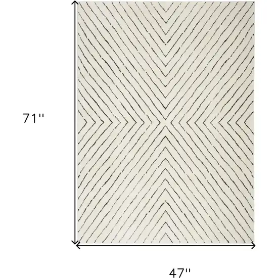 Ivory And Black Geometric Area Rug Photo 3