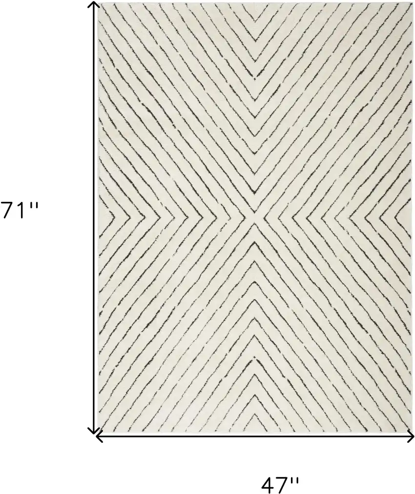 Ivory And Black Geometric Area Rug Photo 3