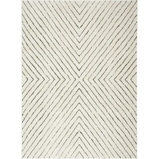 Ivory And Black Geometric Area Rug Photo 2