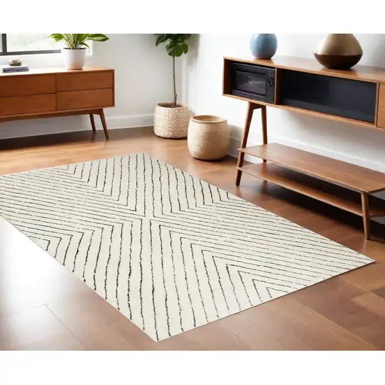 Ivory And Black Geometric Area Rug Photo 1