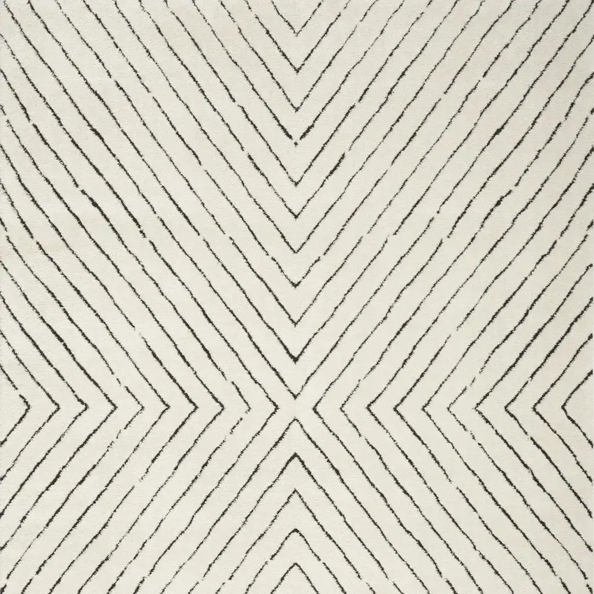 Ivory And Black Geometric Area Rug Photo 4