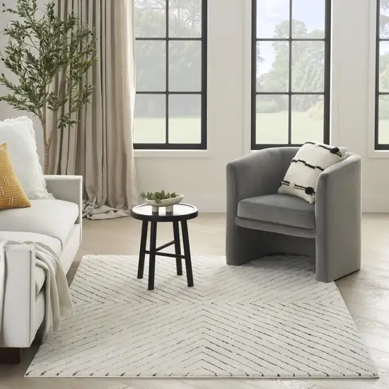 Ivory And Black Geometric Area Rug Photo 6