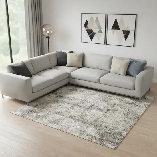 Ivory And Black Geometric Area Rug Photo 1