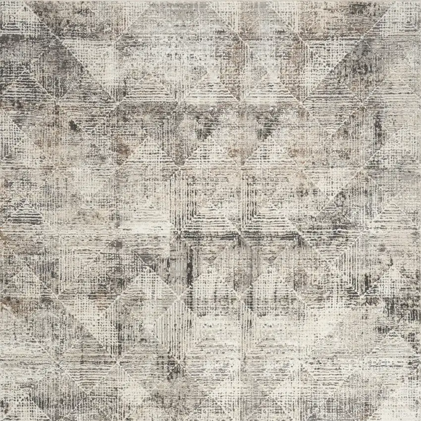 Ivory And Black Geometric Area Rug Photo 9