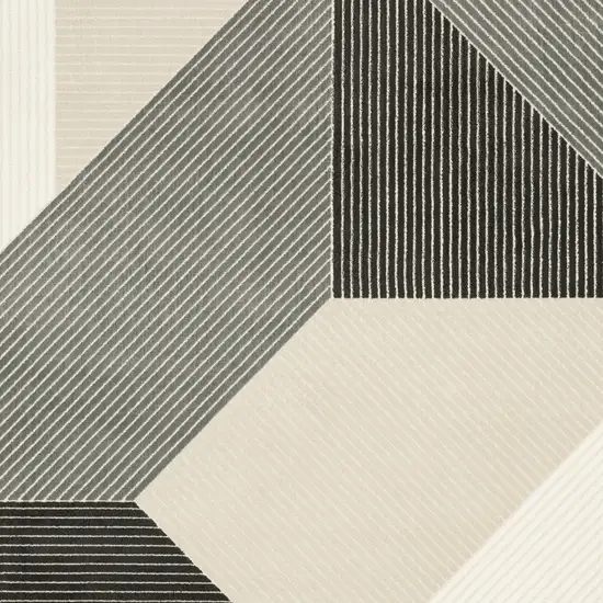 Ivory And Black Geometric Area Rug Photo 7