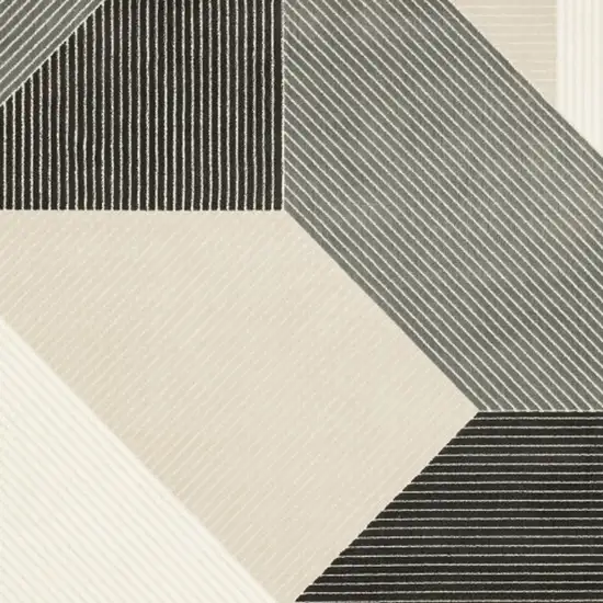 Ivory And Black Geometric Area Rug Photo 4