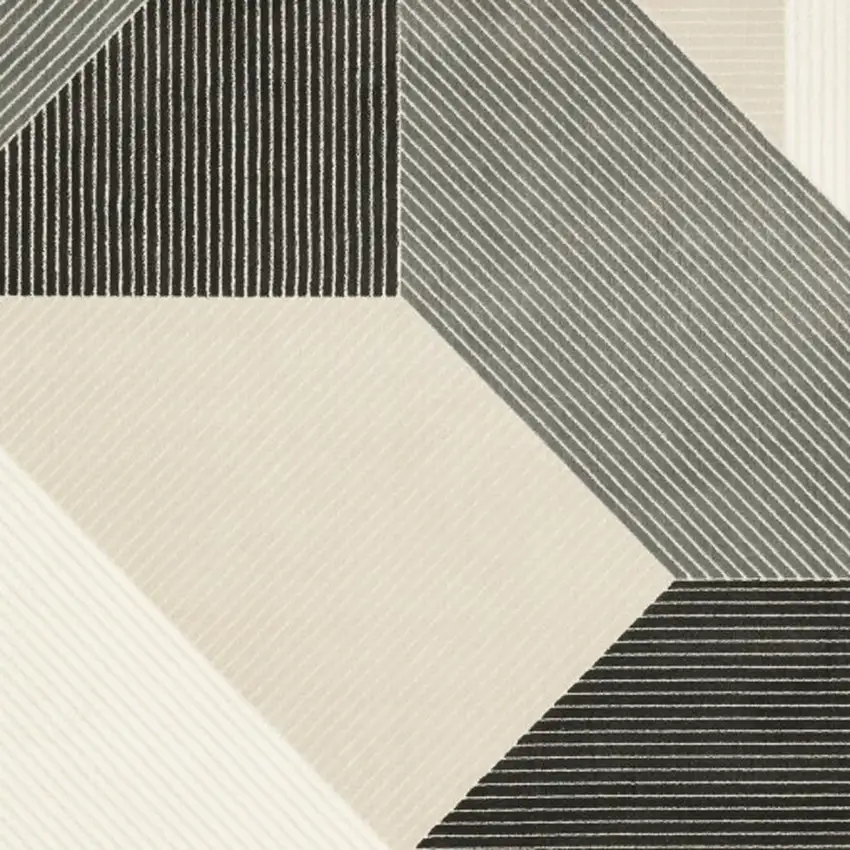 Ivory And Black Geometric Area Rug Photo 4