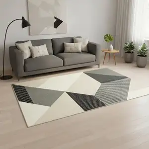 Photo of Ivory And Black Geometric Area Rug