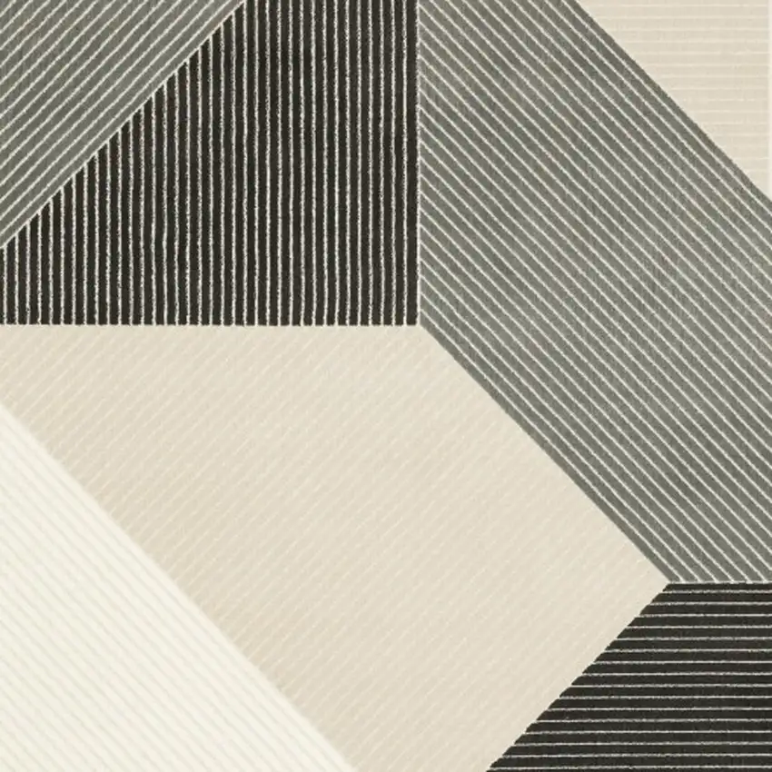 Ivory And Black Geometric Area Rug Photo 4