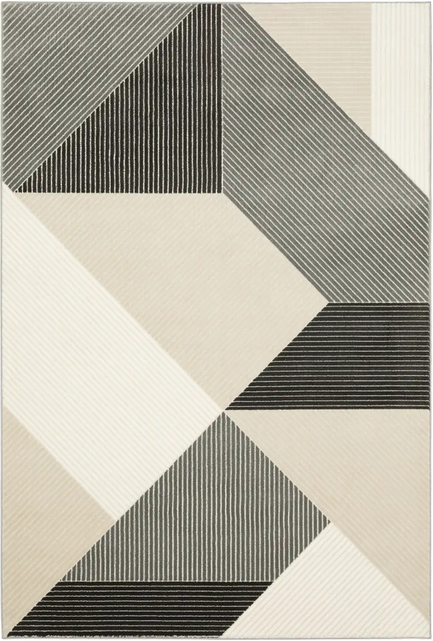 Ivory And Black Geometric Area Rug Photo 2