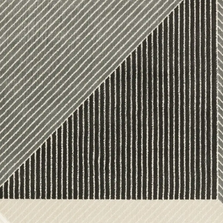 Ivory And Black Geometric Area Rug Photo 7