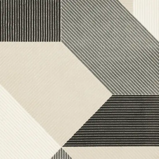 Ivory And Black Geometric Area Rug Photo 3