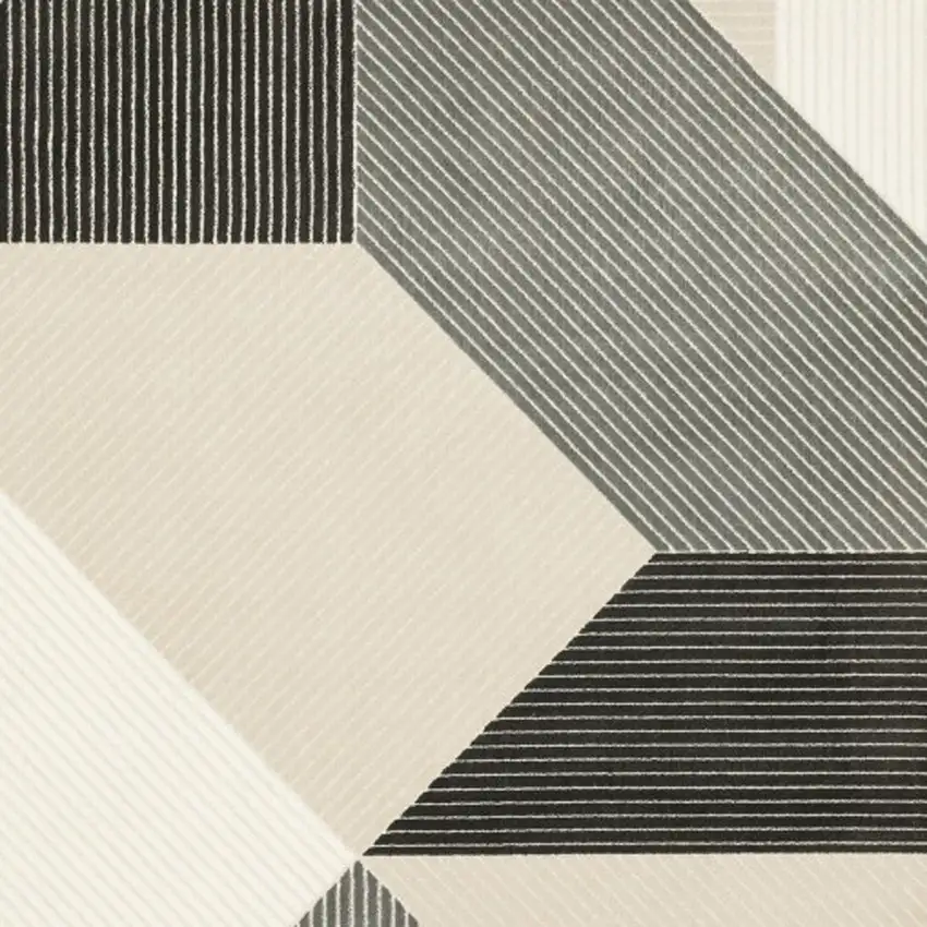 Ivory And Black Geometric Area Rug Photo 3