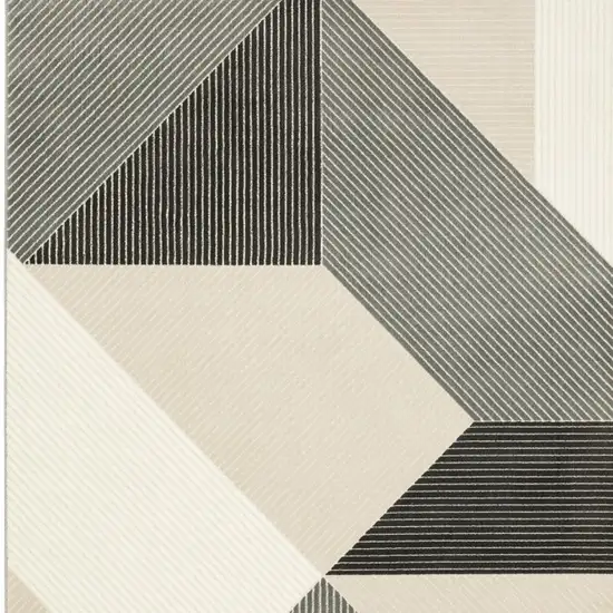 Ivory And Black Geometric Area Rug Photo 4