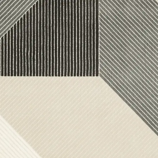 Ivory And Black Geometric Area Rug Photo 7