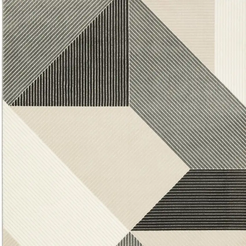 Ivory And Black Geometric Area Rug Photo 6